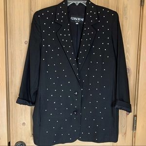 Black jacket studded with sparkly crystals